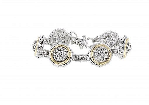 Italian Sterling Silver Bracelet with 14K solid yellow gold accents