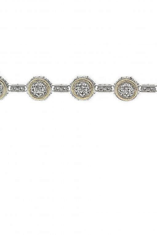 Italian Sterling Silver Bracelet with 14K solid yellow gold accents