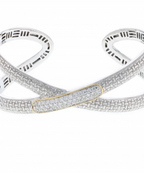 Italian Sterling Silver Bracelet with 0.60ct. diamonds and 14K solid yellow gold accents