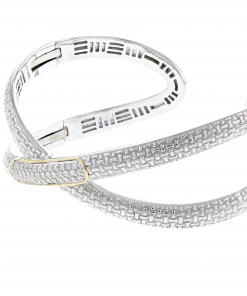 Italian Sterling Silver Bracelet with 0.60ct. diamonds and 14K solid yellow gold accents