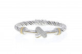 Italian Sterling Silver Knot Bracelet with 0.47ct diamonds and 14K solid yellow gold accents