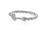 Italian Sterling Silver Knot Bracelet with 0.47ct diamonds and 14K solid yellow gold accents