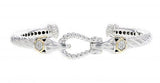 Italian Sterling Silver Hinge Bracelet with 0.65ct. diamonds and 14K solid yellow gold accents.