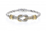 Italian Sterling Silver Open Knot Bracelet with 0.45ct diamonds and 14K solid yellow gold accents