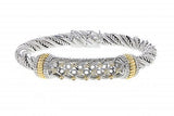 Italian Sterling Silver Bracelet with 0.25ct diamonds and 14K solid yellow gold accents