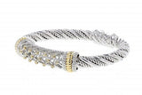 Italian Sterling Silver Bracelet with 0.25ct diamonds and 14K solid yellow gold accents