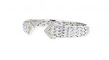 Italian Sterling Silver Hinge Bangle Bracelet with 0.38ct. diamonds and 14K solid yellow gold accents.