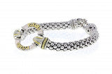 Italian Sterling Silver Logo Bracelet with 0.07ct diamonds and 14K solid yellow gold accents