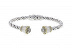 Italian Sterling Silver Bracelet with 0.26ct diamonds and 14K solid yellow gold accents