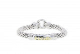 Italian Sterling Silver logo Bracelet with 0.05ct diamonds and 14K solid yellow gold accents