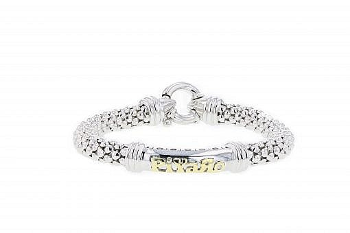 Italian Sterling Silver logo Bracelet with 0.05ct diamonds and 14K solid yellow gold accents