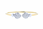 Solid 14K Yellow Gold Flex Bangle Bracelet with white gold accents and 0.60ct diamonds