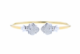 Solid 14K Yellow Gold Flex Bangle Bracelet with white gold accents and 0.60ct diamonds
