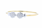 Solid 14K Yellow Gold Flex Bangle Bracelet with white gold accents and 0.60ct diamonds