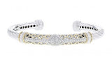Italian sterling silver hinge bracelet with 0.36ct. diamonds and 14K solid yellow gold accents
