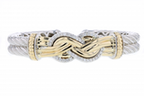 Italian Sterling Silver Bracelet with 0.54ct. diamonds and 14K solid yellow gold accents.
