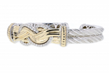 Italian Sterling Silver Bracelet with 0.54ct. diamonds and 14K solid yellow gold accents.