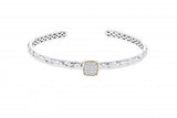 Italian silver hinge bracelet with 0.17ct H color VS diamonds and solid 14k yellow gold accent