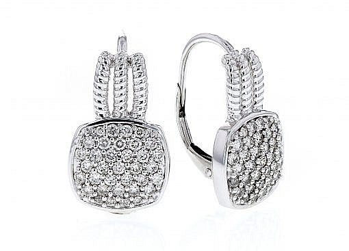 Solid 14K white gold earrings set with 0.84ct diamonds
