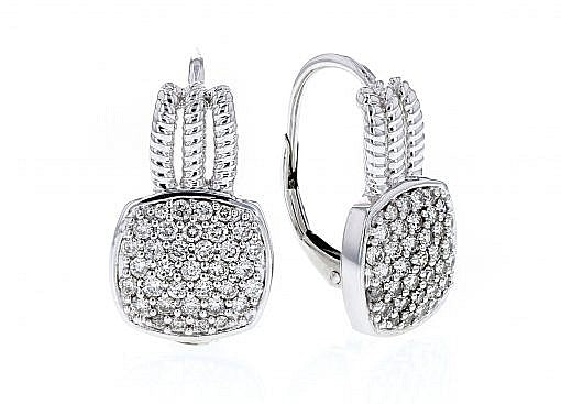 Solid 14K gold earrings set with 0.84ct diamonds.  Available in yellow or white gold.