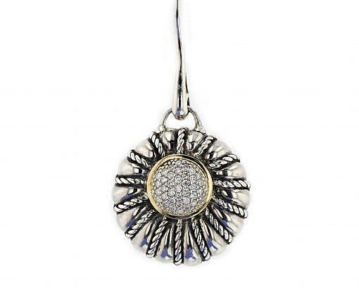 Limited Edition Italian Sterling Silver Earrings set with 0.50ct white diamonds and 14K solid yellow gold accents