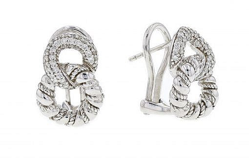 Italian Sterling Silver Earrings set with 0.45ct white diamonds