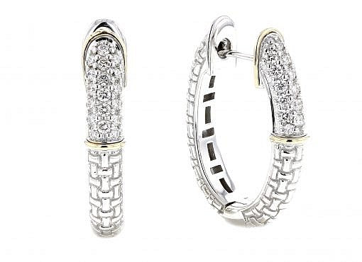 Italian Sterling Silver Earrings with 0.50ct. diamonds and 14K solid yellow gold accents