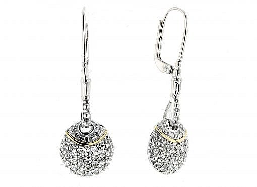 Italian Sterling Silver Earrings set with 0.54ct diamonds and 14K solid yellow gold accents