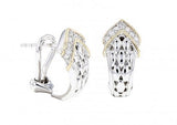 Italian Sterling Silver Earrings set with 0.25ct diamonds and 14K solid yellow gold accents