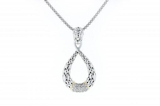 Italian Sterling Silver Pendant with 0.21ct diamonds and 14K solid yellow gold accents.  The chain is included.