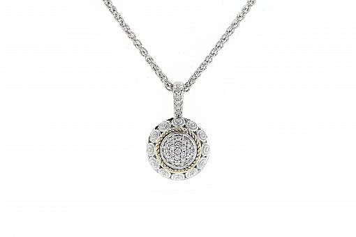 Italian sterling silver pendant with 0.22ct diamond and 14K solid yellow gold accents. The chain is included.
