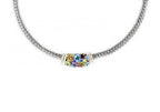 Italian Sterling Silver Necklace with semiprecious stones totaling 4.50ctw and 14K solid yellow gold accents.