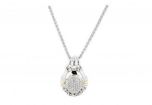 Italian sterling silver pendant with 0.34ct. diamonds and 14K solid yellow gold accents.  The chain is included.