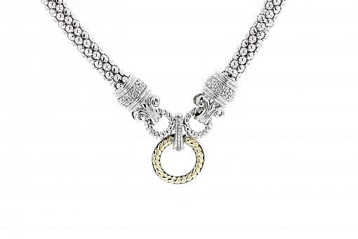 Italian Sterling Silver Pendant with 0.04ct diamonds and 14K solid yellow gold accents. The chain is included.