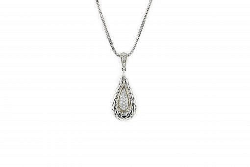 Italian Sterling Silver Pendant with 0.43ct diamonds and 14K solid yellow gold accents. The chain is included.