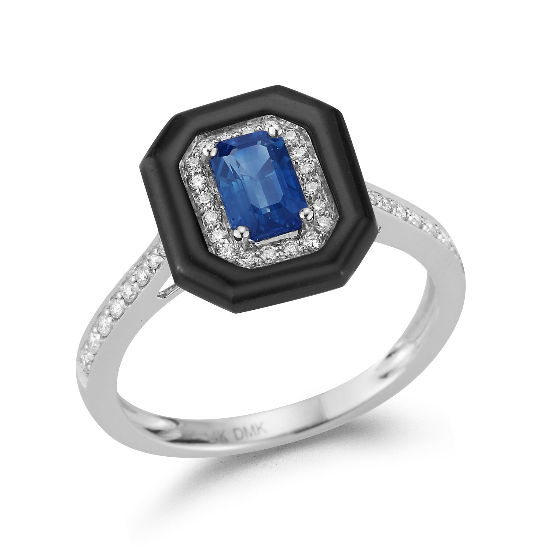 Onyx Ring w/.77 Sapphire and .16 Dia.