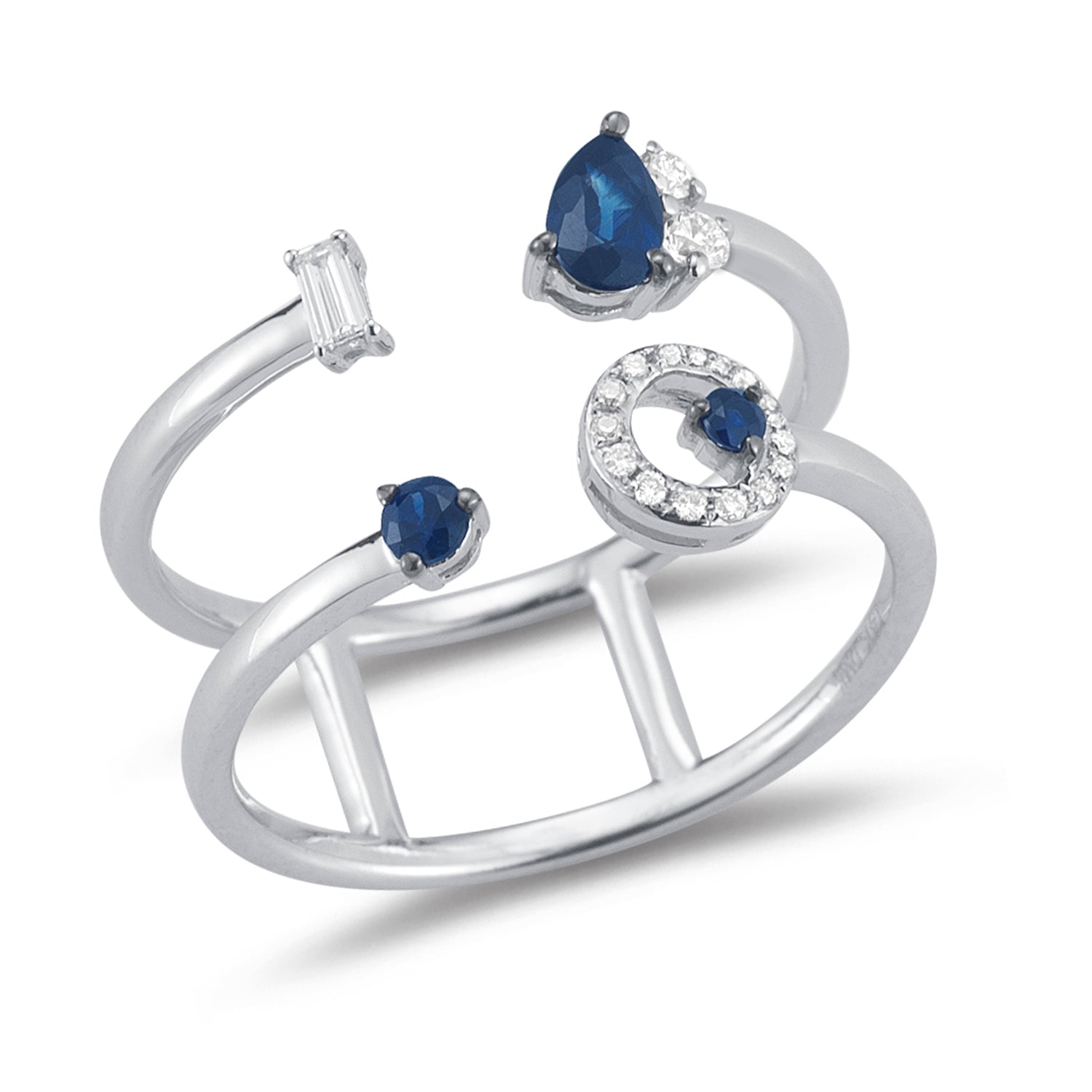 Diamond weight- .14  Sapphire weight- .35