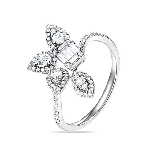 Half Flower Baguette Ring- .55 dia.