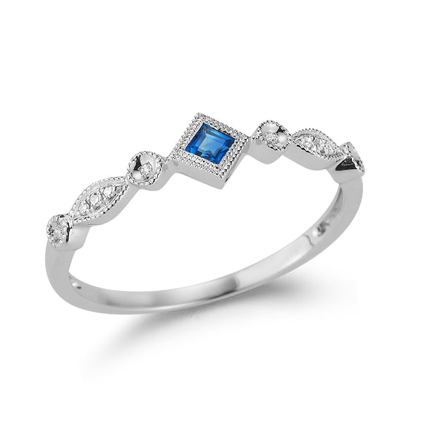 Antique Style .12 Sapphire and .02 Diamond Ring