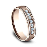 14K White Gold/Yellow Gold/Rose Gold 6mm Comfort-Fit Diamond Wedding Ring