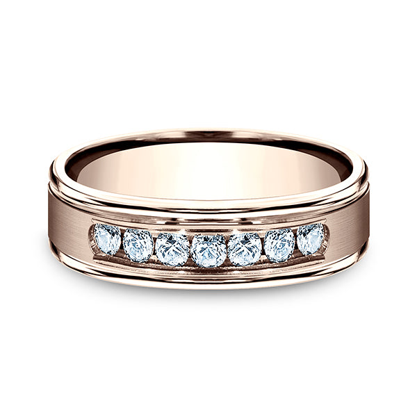 14K White Gold/Yellow Gold/Rose Gold 6mm Comfort-Fit Diamond Wedding Ring