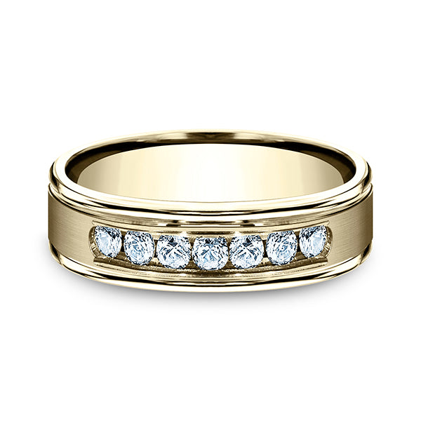 14K White Gold/Yellow Gold/Rose Gold 6mm Comfort-Fit Diamond Wedding Ring