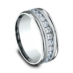 14K White Gold/Yellow Gold 8mm Comfort-Fit Diamond Wedding Band