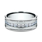 14K White Gold/Yellow Gold 8mm Comfort-Fit Diamond Wedding Band
