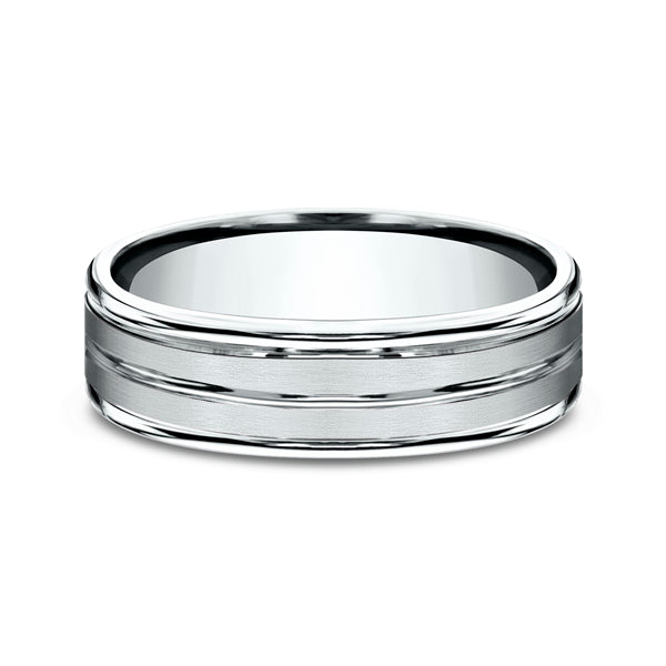 14K White Gold 6/8mm Comfort-Fit Design Wedding Ring
