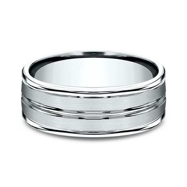 14K White Gold 6/8mm Comfort-Fit Design Wedding Ring
