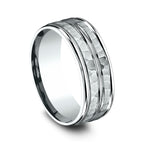 14K White Gold 8mm Comfort-Fit Design Wedding Ring