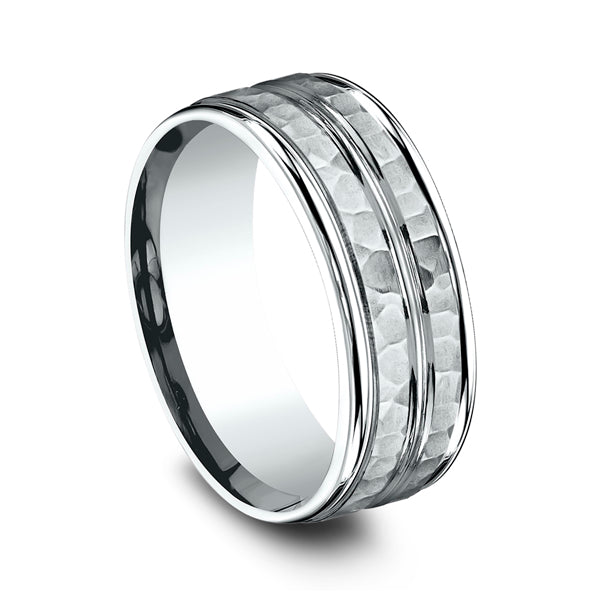 14K White Gold 8mm Comfort-Fit Design Wedding Ring