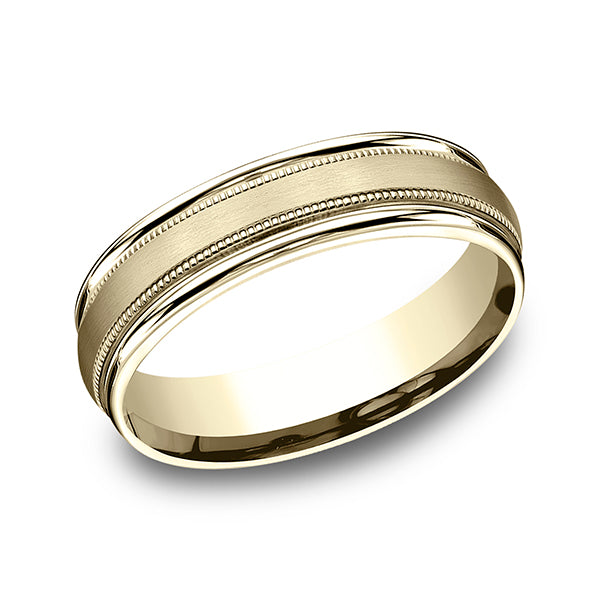 14K Yellow Gold 6mm Comfort-Fit Design Wedding Band