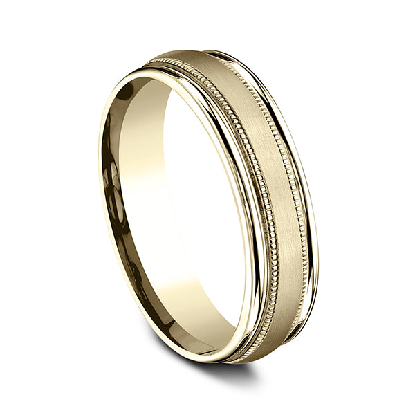 14K Yellow Gold 6mm Comfort-Fit Design Wedding Band